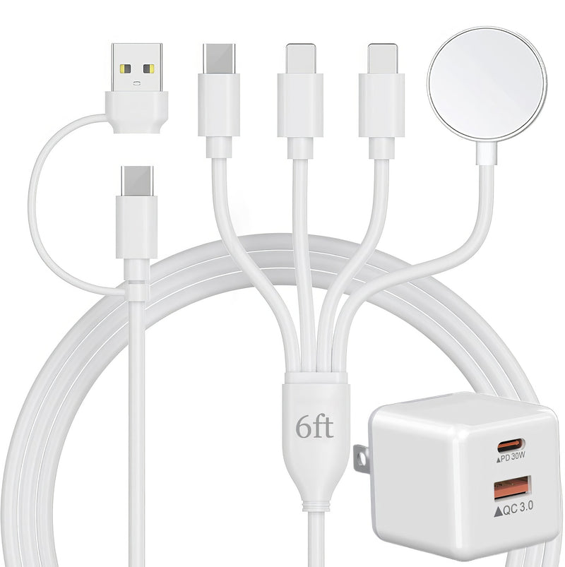 4-in-2 Multi Charging Cable with 36W Dual-Port Charging Block
