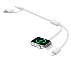 3-in-1 Short Charging Cable for Apple Watch and iPhone (1.3ft/40cm)