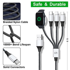 4-in-1 Braided Multi Charging Cable 6ft