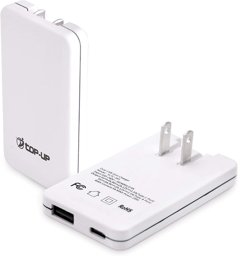 Top-Up Ultra-Slim 30W Flat Dual Port USB Charger